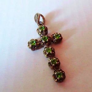 Vintage Style  9.25 Silver&Faux Citrine Cross